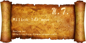 Milics Tímea névjegykártya